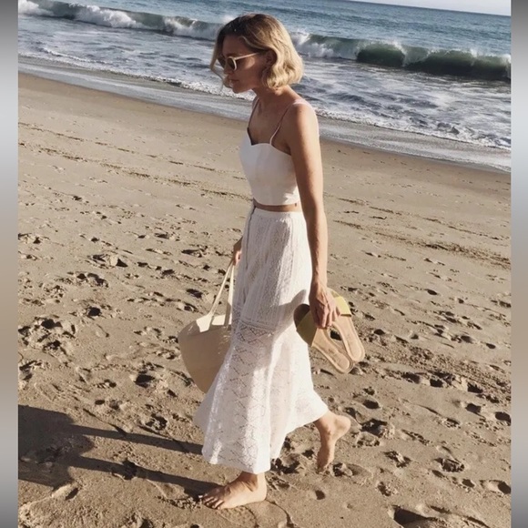 NWT BCBG LACE MAXI BOHEMIAN SKIRT POCKETS BUTTON UP FORMAL BEACH - Picture 5 of 13